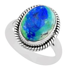 6.83cts solitaire natural blue turquoise azurite 925 silver ring size 8 t37570