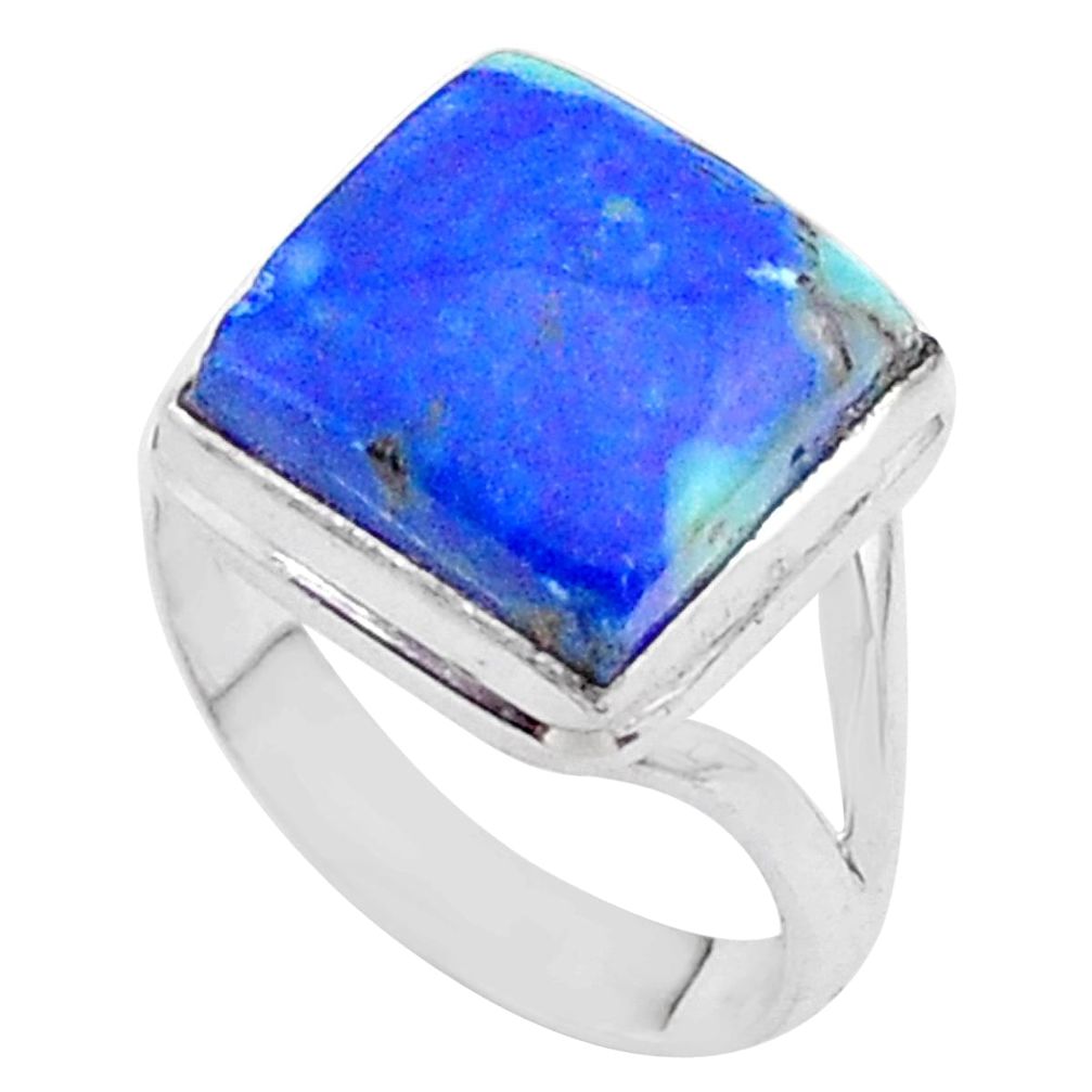 7.13cts solitaire natural blue turquoise azurite 925 silver ring size 8 t44915