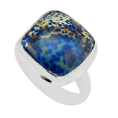 9.25cts solitaire natural blue turquoise azurite 925 silver ring size 6.5 y72058