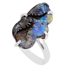 10.62cts solitaire natural boulder opal carving 925 silver ring size 10 u67102
