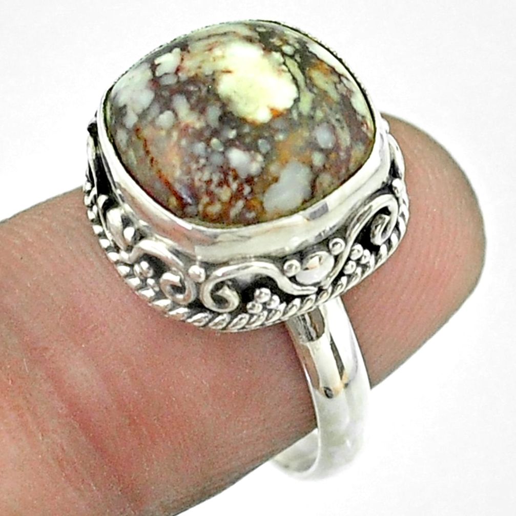 6.74cts solitaire natural bronze wild horse magnesite silver ring size 7 t55878