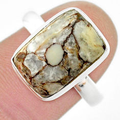 6.07cts solitaire natural bronze wild horse magnesite silver cocktail ring size 9 u44326