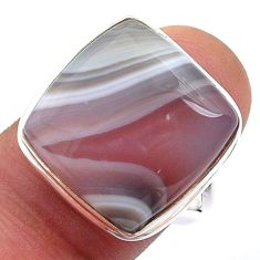 15.47cts solitaire natural brown botswana agate 925 silver ring size 8 u59871