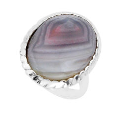 15.16cts solitaire natural brown botswana agate 925 silver ring size 8 y66611