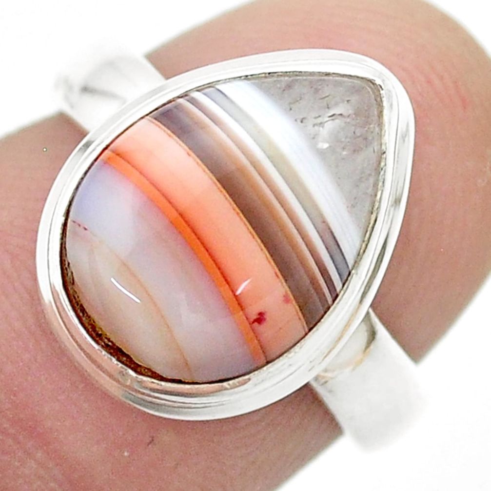 6.07cts solitaire natural brown botswana agate 925 silver ring size 6.5 u51726
