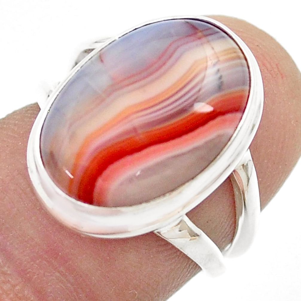 6.54cts solitaire natural brown botswana agate 925 silver ring size 6.5 u51766
