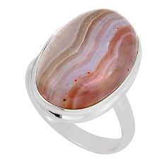 17.20cts solitaire natural brown botswana agate 925 silver ring size 9.5 y23484