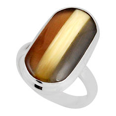 7.78cts solitaire natural brown botswana agate 925 silver ring size 7.5 y49656