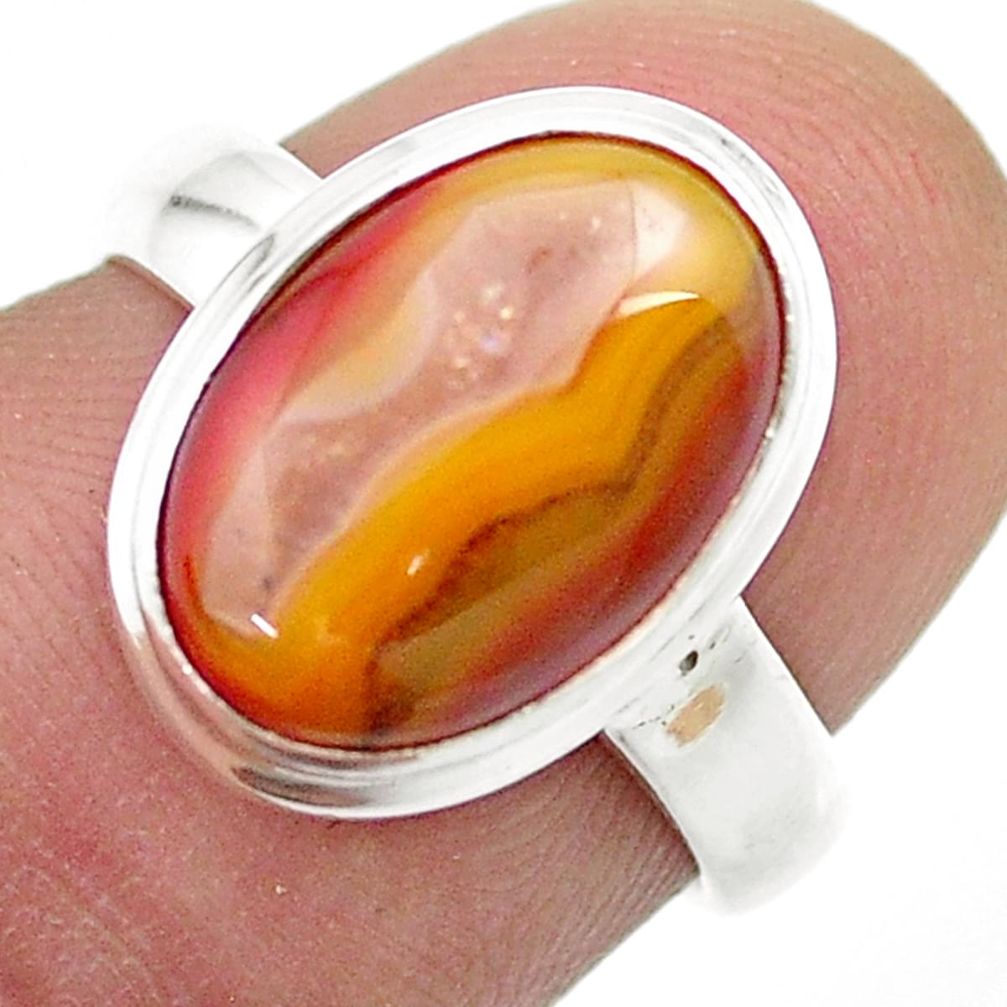 5.46cts solitaire natural brown botswana agate oval silver ring size 6 u51735