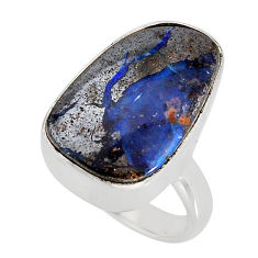 12.64cts solitaire natural brown boulder opal 925 silver ring size 6 y79921