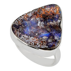 15.05cts solitaire natural brown boulder opal fancy silver ring size 5.5 y79933