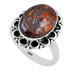 6.24cts solitaire natural brown bronzite 925 sterling silver ring size 7 n5341