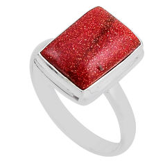 6.31cts solitaire natural brown goldstone octagan 925 silver ring size 10 n21814
