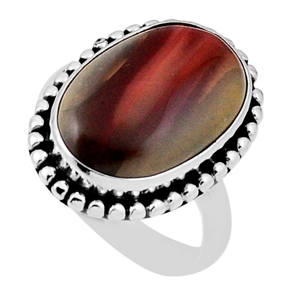 9.67cts solitaire natural brown imperial jasper 925 silver ring size 6.5 n30082