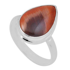 6.78cts solitaire natural brown imperial jasper 925 silver ring size 8.5 n30093