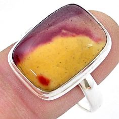 13.45cts solitaire natural brown mookaite octagan 925 silver ring size 10 u47566