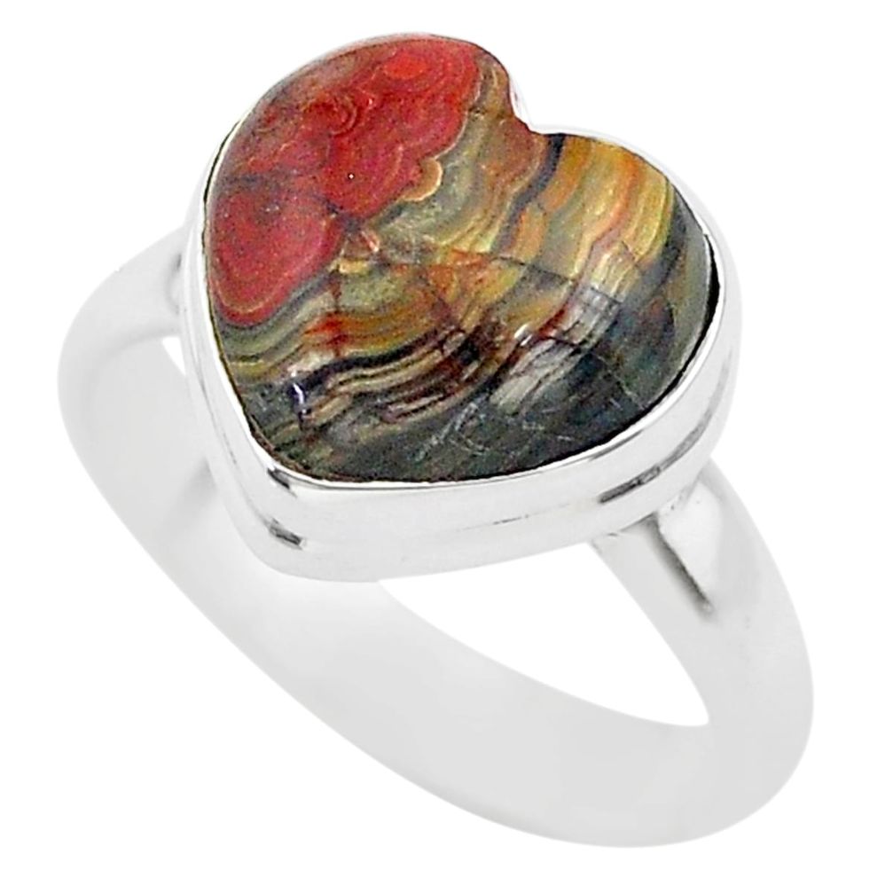 5.09cts solitaire natural brown moroccan seam agate silver ring size 7 t29204