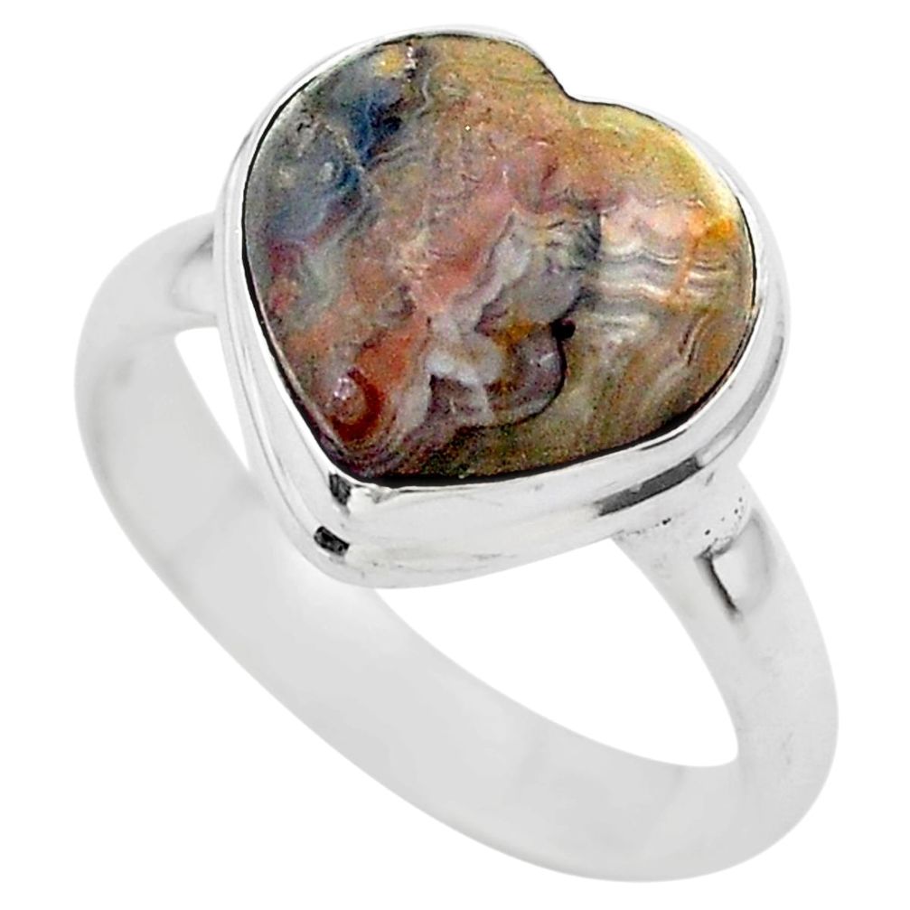 5.13cts solitaire natural brown moroccan seam agate silver ring size 8 t29206