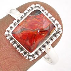 3.83cts solitaire natural brown moroccan seam agate silver ring size 8.5 t87556