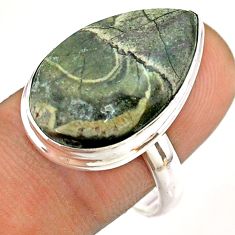 14.47cts solitaire natural brown mushroom rhyolite 925 silver ring size 9 t54504
