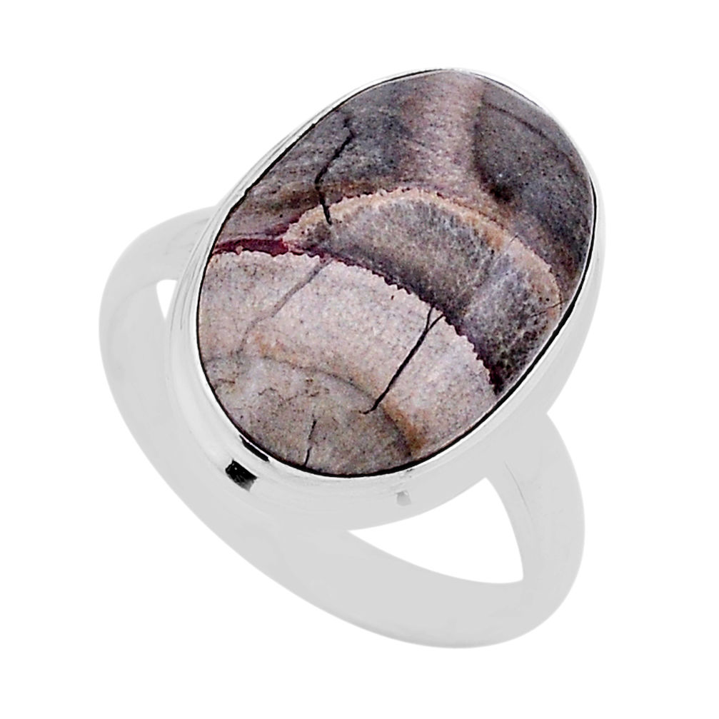 13.27cts solitaire natural brown mushroom rhyolite silver ring size 10 n53721