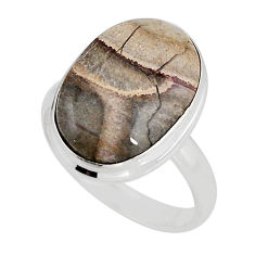 12.83cts solitaire natural brown mushroom rhyolite silver ring size 10 y58575