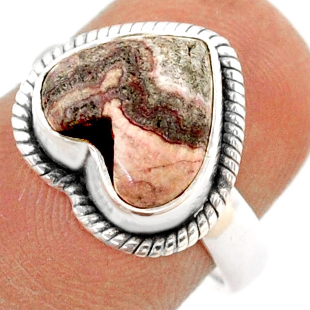 4.38cts solitaire natural brown mushroom rhyolite silver ring size 6.5 t80662