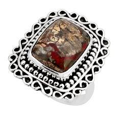 6.33cts solitaire natural brown mushroom rhyolite silver ring size 6.5 y56539