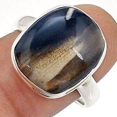 9.03cts solitaire natural brown petrified palm wood silver ring size 9 u78410