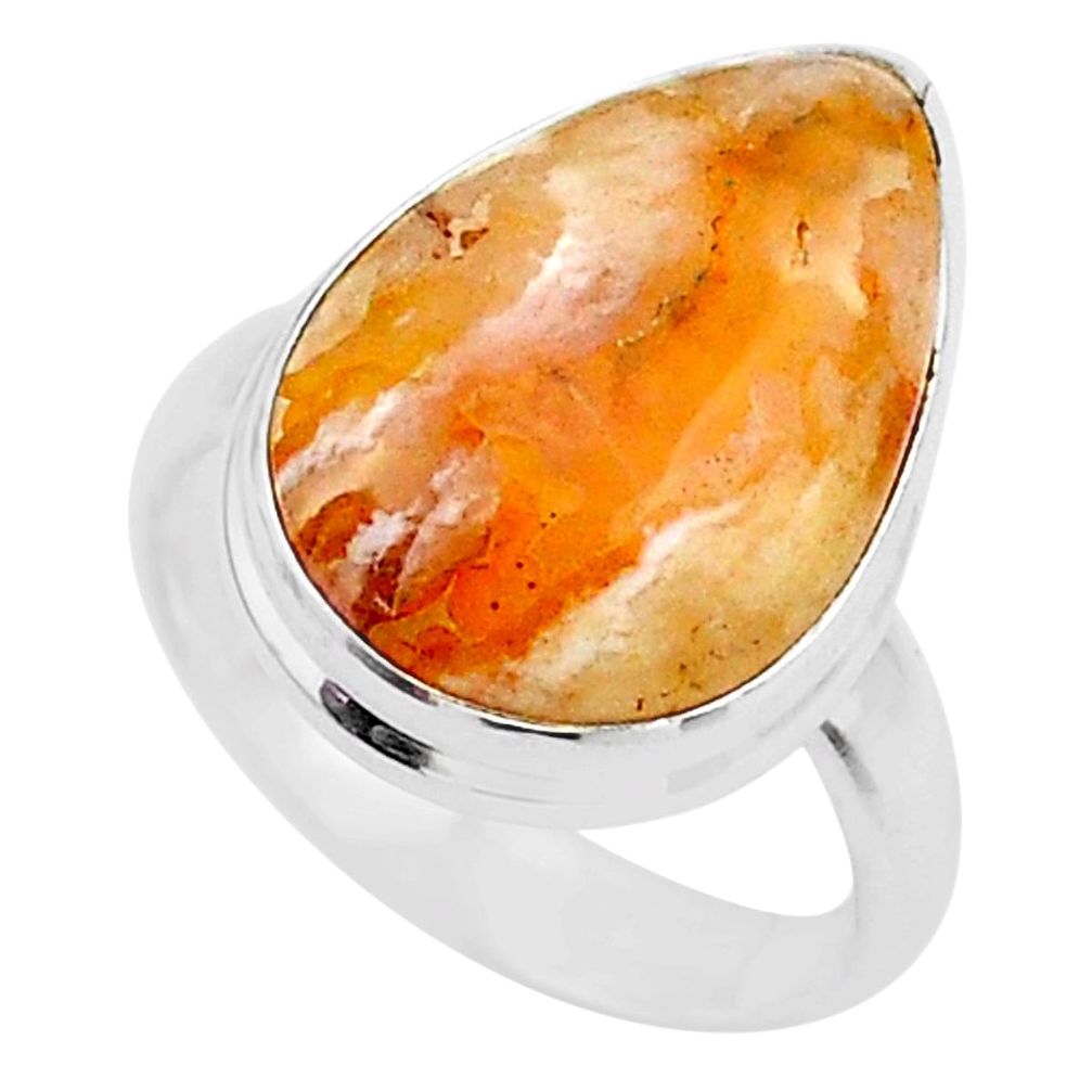 9.98cts solitaire natural brown plum wood jasper 925 silver ring size 6 t27707