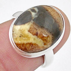 11.09cts solitaire natural brown septarian gonads 925 silver ring size 6 u47627
