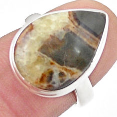 11.52cts solitaire natural brown septarian gonads 925 silver ring size 6 u47638
