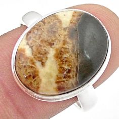13.51cts solitaire natural brown septarian gonads 925 silver ring size 9 u47633