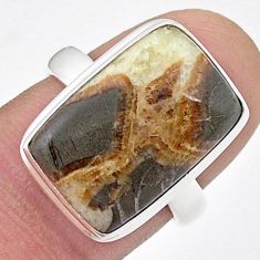 11.36cts solitaire natural brown septarian gonads silver ring size 7.5 u47623