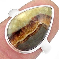 12.12cts solitaire natural brown septarian gonads silver ring size 7.5 u47629