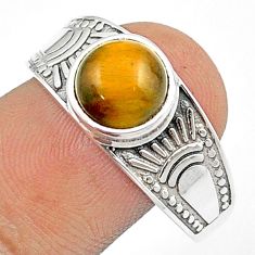 3.27cts solitaire natural brown tiger's eye 925 silver mens ring size 11 u24169