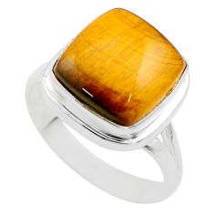6.62cts solitaire natural brown tiger's eye 925 silver ring size 8 t75323