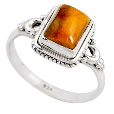 2.25cts solitaire natural brown tiger's eye 925 silver ring size 7.5 t79513