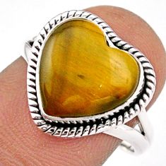6.58cts solitaire natural brown tiger's eye 925 silver ring size 8.5 t93281
