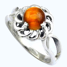 2.50cts solitaire natural brown tiger's eye 925 silver ring size 7.5 u56289