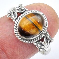 3.65cts solitaire natural brown tiger's eye oval 925 silver ring size 9 u56348