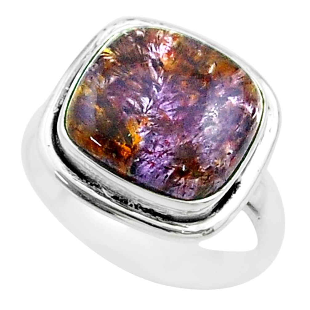 5.81cts solitaire natural cacoxenite super seven 925 silver ring size 6.5 t56877