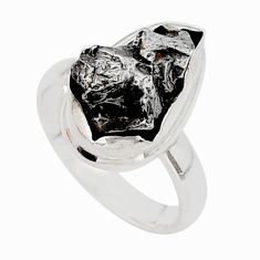 9.39cts solitaire natural campo del cielo (meteorite) silver ring size 7 t63565