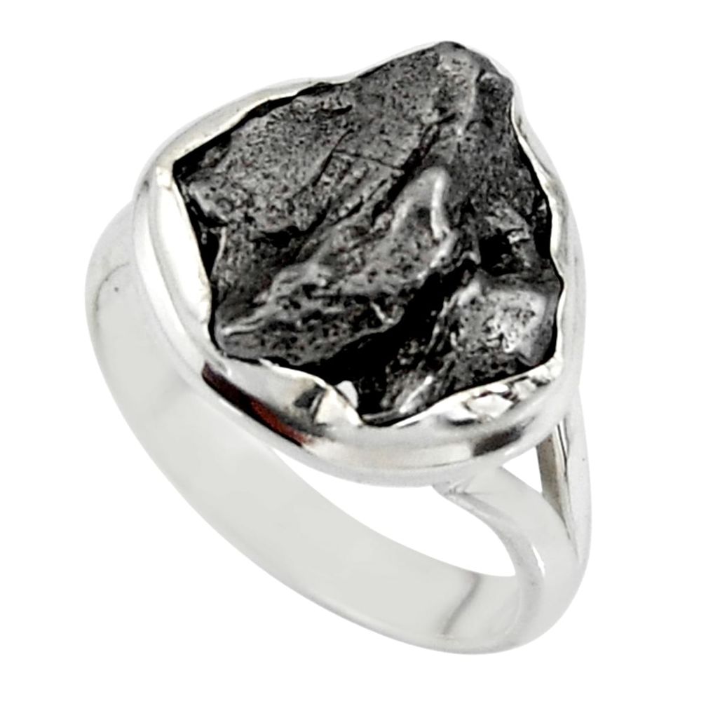 10.60cts solitaire natural campo del cielo (meteorite) silver ring size 8 r51300