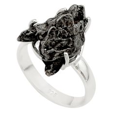 14.88cts solitaire natural campo del cielo (meteorite) silver ring size 8 t63591