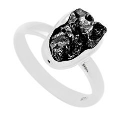 6.54cts solitaire natural campo del cielo (meteorite) silver ring size 9 u63876