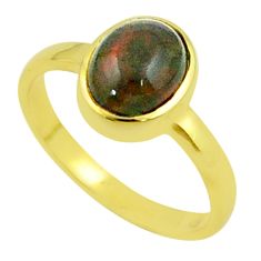 2.81cts solitaire natural chalama black opal gold polished 925 silver ring size 7 u22457