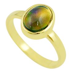 2.59cts solitaire natural chalama black opal gold polished 925 silver ring size 7 u22462