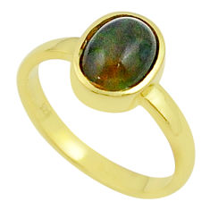 3.03cts solitaire natural chalama black opal gold polished 925 silver ring size 7 u22481