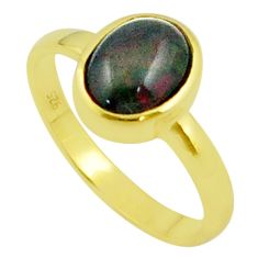 2.80cts solitaire natural chalama black opal gold polished 925 silver ring size 7 u22493